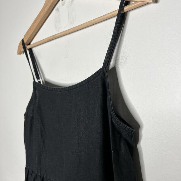 Seed Dress Womens Medium Black Linen Flowy Tiered Boho Maxi Sundress Lightweight - Picture 4 of 10